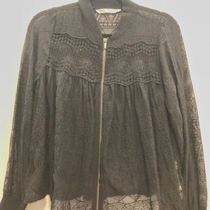 Black Lace Bomber Jacket - Size Small - Never Worn
